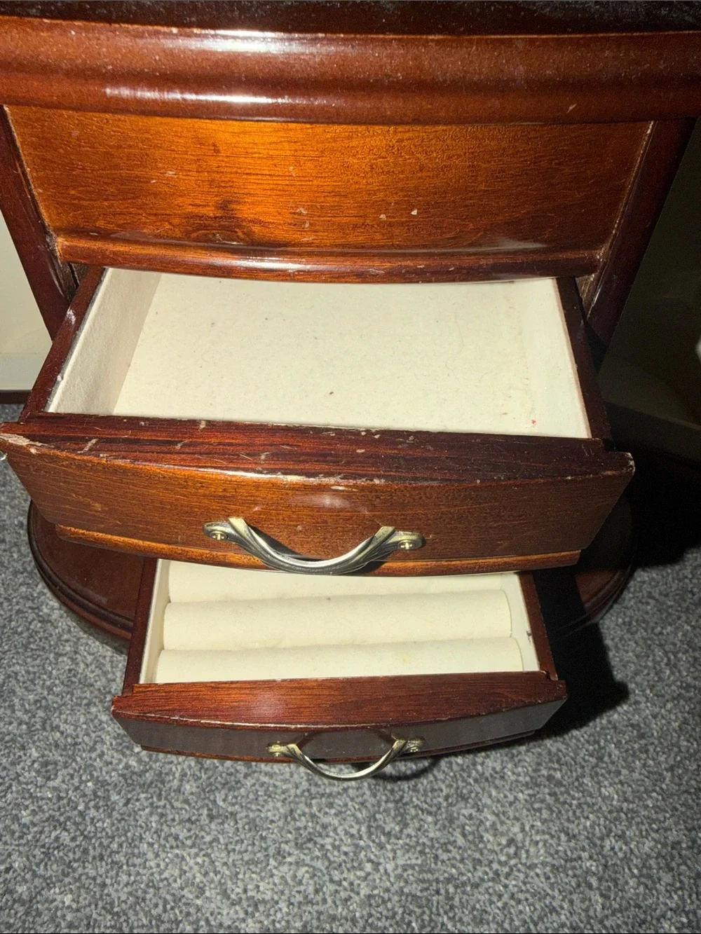 Wood Grain Brown Jewelry Organizer Chest with Drawers